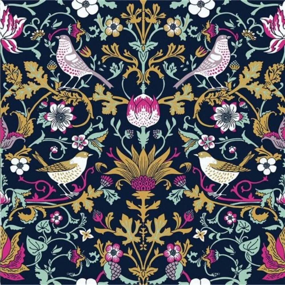 Vintage William Morris Victorian Peel and Stick Botanical Wallpaper Birds